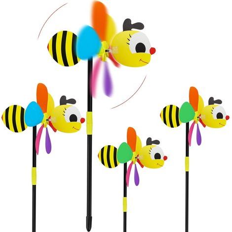 4-teiliges Windmühlen-Set mit Tiermotiven, 3D-Drehturbine, für Balkone/Terrassen/Gärten, Dekoration (1/5)