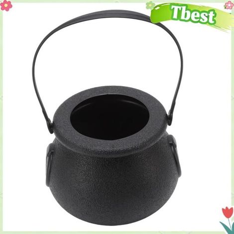 Mini seau à bonbons d'Halloween - TBEST - Mini - Plastique durable - Noir - Poignée portable (1/5)