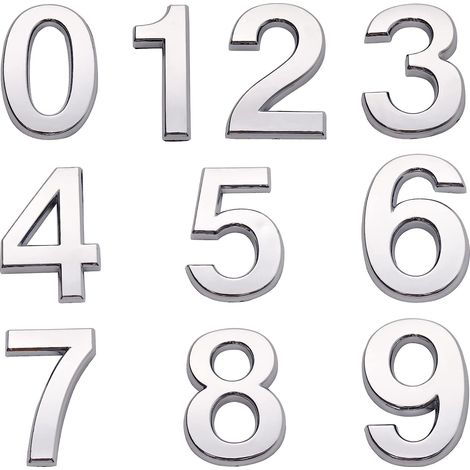Numéros de maison adhésifs pour boîte aux lettres numéro de porte 0-9 pour appartement chambre bureau (4,3 cm) (1/5)