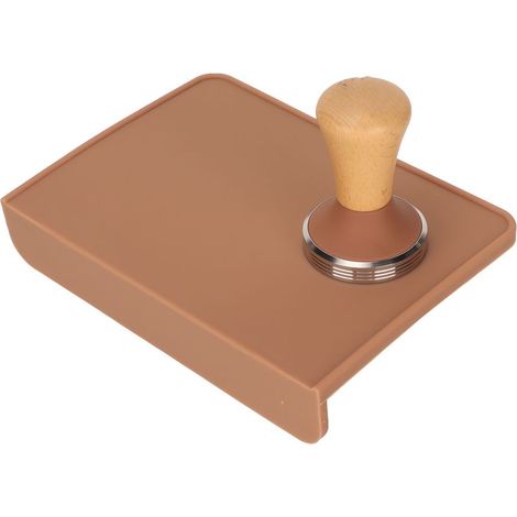 Tapis de tassement à café surdimensionné et tasseur à café en bois, tapis de tassement en silicone anti-poussière pour la maison, tasseur à café marron de 51 mm (1/5)
