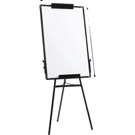 Pizarra magnética blanca, altura regulable, superficie fácil de limpiar, color negro. (1/2)