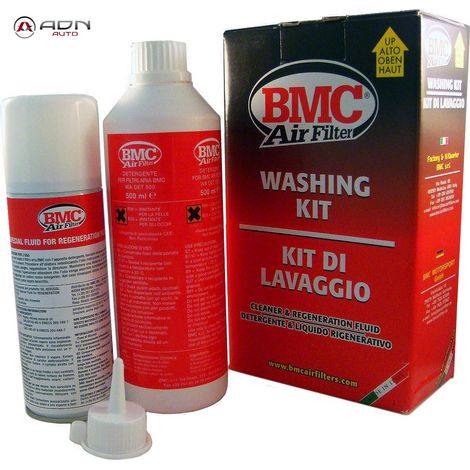 Kit de fluides (huiles) BMC pour le nettoyage/le lavage/la saturation des filtres à air (kit de lavage complet, détergent + spray) (AKC)