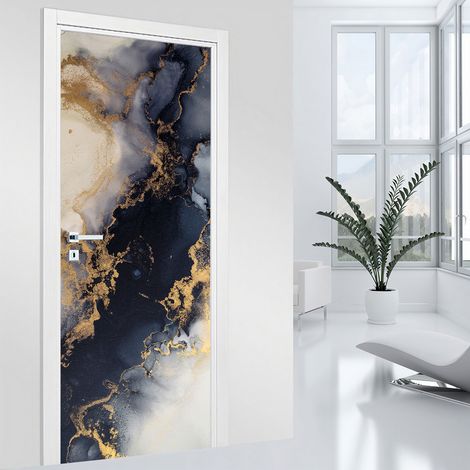 Stickers pour porte - Effet marbré - 83 x 205 cm - Adhésif + Protection BRILLANTE (1/2)