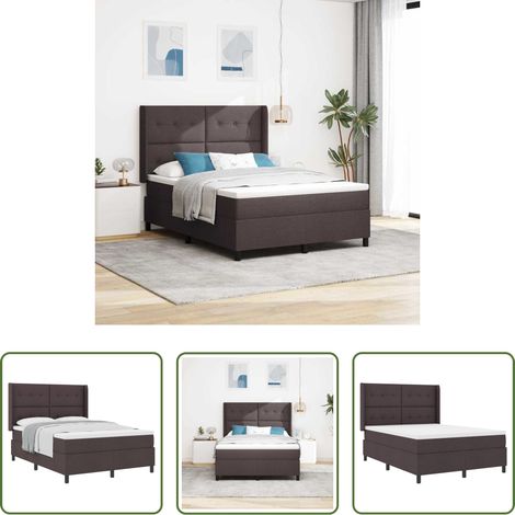 vidaXL Boxspringbett mit Kissen Dunkelbraun 190 x 140 cm Stoff (1/5)