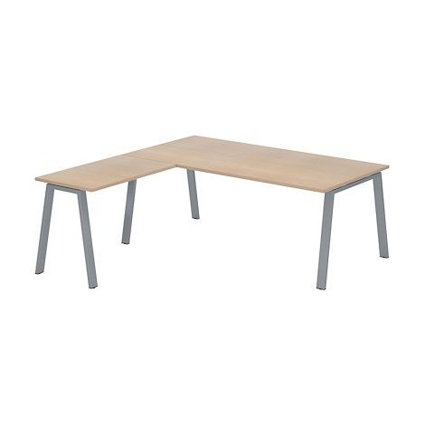 Bureau d'angle manager chêne clair L 200 x P 200 piètement métal aluminium - Arch - Maxiburo