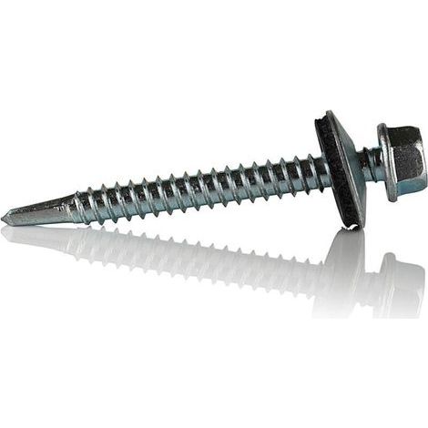 M6-Bohrschrauben für Metall, 75er-Packung, 6,3 x 50 mm. Selbstbohrende Stahlblechschrauben mit Sechskantkopf und Dichtscheibe für zusätzliche Sicherheit. Selbstbohrende Schrauben für Metall. (1/5)