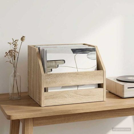vidaXL Boîte d'albums vinyles Chêne Sonoma 38 x 30 x 29 cm (1/3)