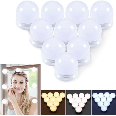Kit de Lumières LED de Miroir de Vanité USB Alimenté Style Hollywood, 3 Modes de Couleur et 10 Luminosité Réglable, pour DIY Maquillage Table Salle de Bains Vestiaire (Aucun Miroir et (1/5)