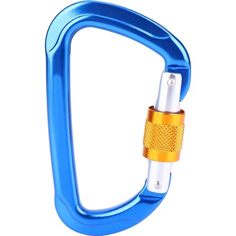 1 pcs Anneau D en Alliage d'Aluminium pour Escalade, Mousqueton de Sécurité Extérieur (Bleu) (1/5)