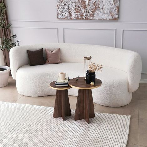 Set 2 tables basses effet bois Mushroom Duo - Noyer (1/5)