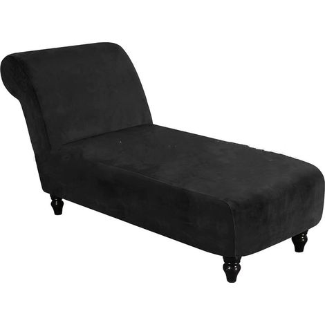 Housse De Chaise Sans Accoudoirs En Velours Extensible Pour Animal Domestique - Lavable En Machine - Noir