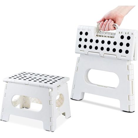 Marchepied Pliable - 22,9 cm de Hauteur pour Enfants et Adultes, Cuisine, Jardin, Salle de Bain (Blanc) (1/5)