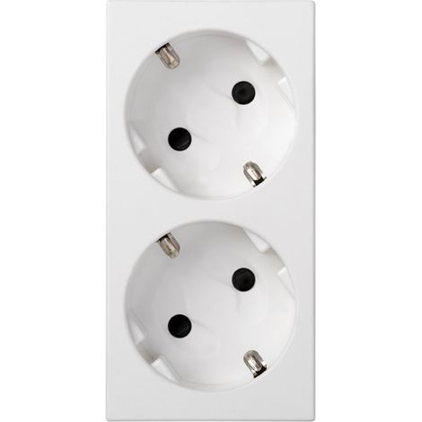 Schuko doppia base tagliato senza LED bianco SIMON 50000432-030