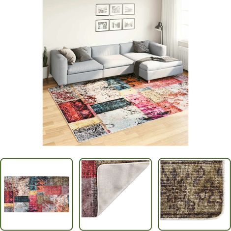 Tapis velours - Tapis lavable Patchwork 190x300 cm multicolore (1/5)