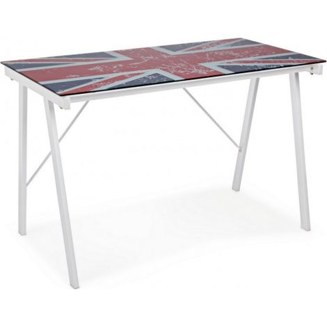 Scrivania moderna "Young" porta pc da ufficio e cameretta in vetro 113 cm -British (1/5)