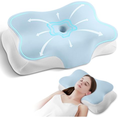 Coussin Memoire de Forme,Oreiller Ergonomique Cervical,Oreillers Anti-ronflements,Adapté pour Ceux Qui Dorment sur Le Côté, sur Le Dos ou sur Le Ventre (1/4)