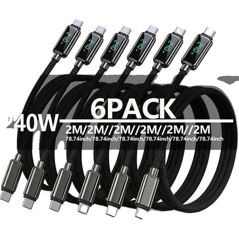 USB-C Schnelllade-Kabel, 240W Ausgang, Hochgeschwindigkeits-Datenübertragung, 6Pack 2M (1/2)