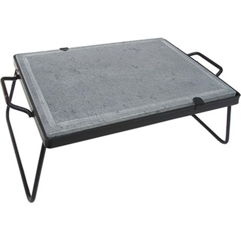 Bistecchiera in pietra naturale con supporto e gambe richiudibili per fornelli a gas Beloli -30x40 cm