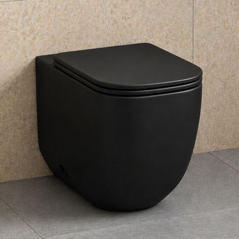 Wc filo muro nero opaco con scarico tornado e design arrotondato Kora (1/5)