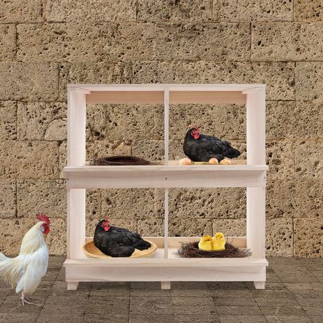 Boîte de nid de poule pondeuse de poulet en bois de 4 cases pour 4 poules, poulailler de ferme, 64,5 36,2 66,3 cm (1/5)
