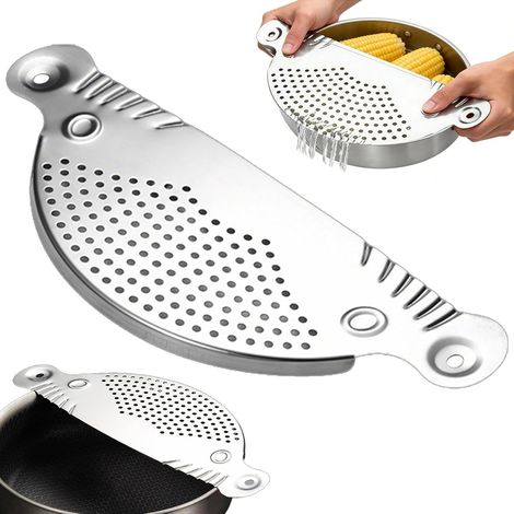 Acier Inoxydable Passoire Cuisine Passoire Clipsable Convenant Aux Tailles Jusqu'à 26 Cm Ouverture 0.5 MM Passoires Pates Aliments Tels Que Les Pâtes Les Pommes De Terre Et Légumes (1/5)