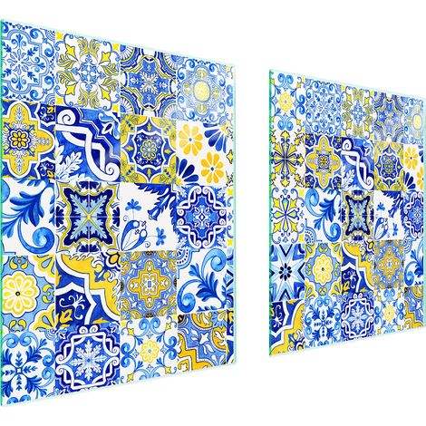 PLAQUE DE PROTECTION EN VERRE POUR POÊLE 85x52 MOSAÏQUE (1/5)