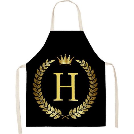 Tablier de cuisine en lin - Tablier sans manches en coton et lin imprimé de lettres