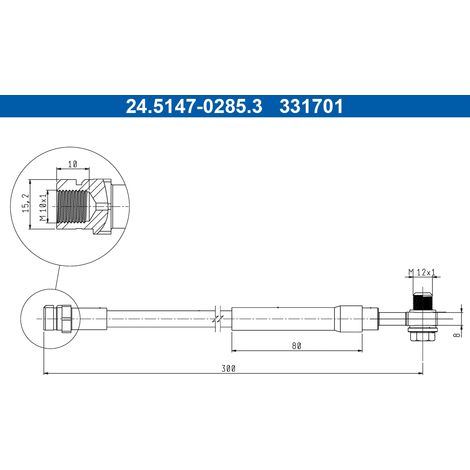 Flexible de frein ATE 24.5147-0285.3 SEAT 5Q0 611 775 F 5Q0 611 775 P