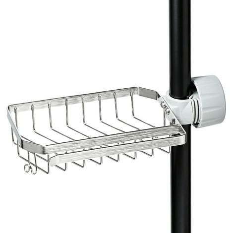 Shower shelf for shower rail, stainless steel, no drilling required, 22 to 32 mm (1/5)