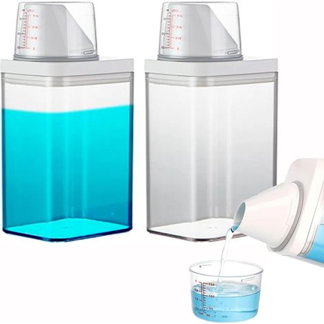 Lot de deux boîtes à lessive mille cent millilitres en plastique réutilisables pour poudre et détergent rangement pour buanderie