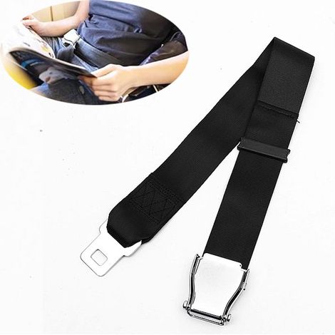 Rallonge de ceinture de sécurité pour avion - 80 cm - Universelle et réglable - Avec sac de rangement - Extension de ceinture pour siège d'avion (1/5)