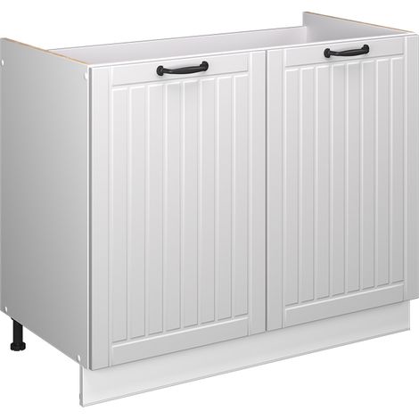 Spülenunterschrank Fame-Line, Weiß Landhaus/Weiß, 100 cm ohne Arbeitsplatte, Vicco (1/5)