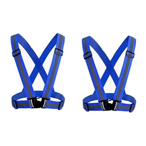Pack de 2 (Bleu)Gilet de sécurité réfléchissant pour adultes / enfants, veste de gilet de travail réglable haute visibilité, équipement de sport haute visibilité pour le jogging (1/5)