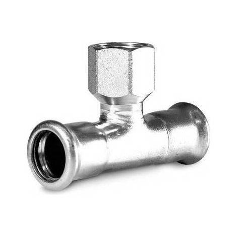 TI CON DERIVAZIONE FILETTO F A PRESSARE IN ACCIAIO CARBONIO Misura: 1/2" x 18 x 18