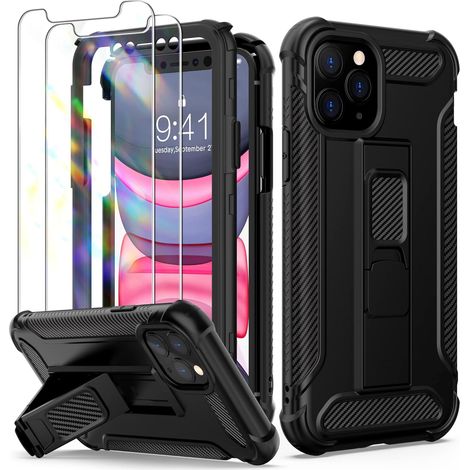 SET CUSTODIA BUMPER PER APPLE IPHONE 11 PRO NERO + 2 VETRO TEMPERATO A2160 (1/5)