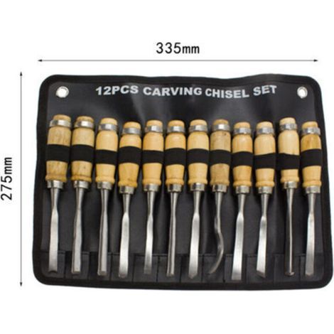 Set di 12 utensili multifunzionali per la lavorazione del legno, con borsa per riporli. (1/5)