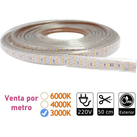 Jandei - Bande LED 220V triple 3000K 276 led/m. IP65 extérieur. Bandes LED de 1 mètre (1/4)
