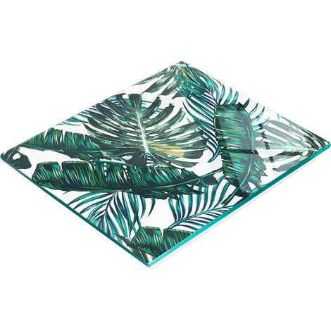 Planche de cuisine décorative multifonctionnelle en verre, motif feuilles de palmier, 60 x 52 cm (1/5)