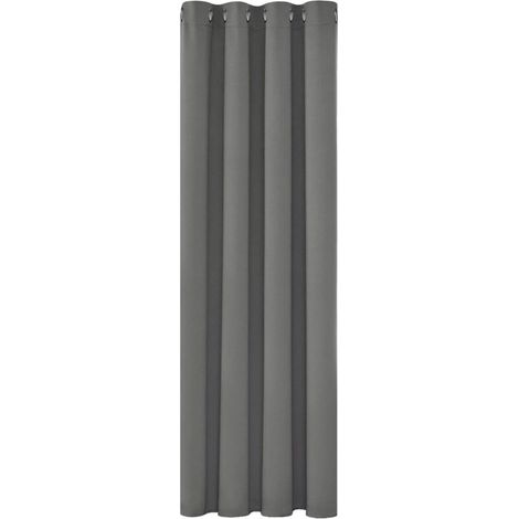 Rideaux occultants à isolation thermique, anti-froid, 132 x 214 cm (largeur x hauteur), pour salon et chambre, design moderne avec œillets, gris clair, 1 pièce (1/4)