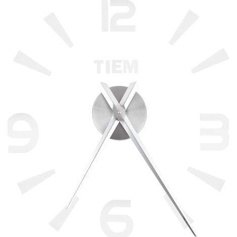 Horloge Murale Sans Cadre Autocollante Miroir Salon Chambre Bureau Décor DIY Argenté