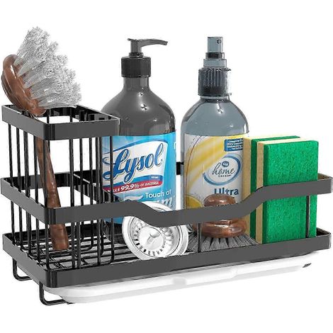 Organisateur d'évier en acier inoxydable (304) avec porte-éponge pour torchons, brosse et bac égouttoir (1/5)