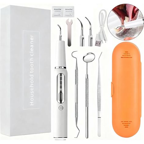 Kit nettoyage ultrasons dents animaux, tartre chien chat, USB, IPX6, poils, 1500 mAh (1/5)