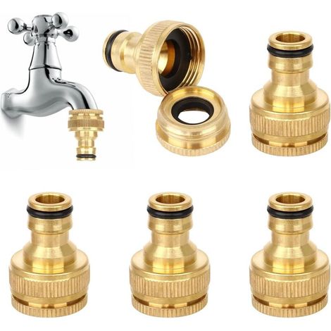 CSPARKV 5PCS Raccord Tuyau d'arrosage en Laiton, Connecteur Robinet Tuyau de Jardin Raccord Robinet Tuyau Arrosage Laiton Connecteur de Robinet Fileté 1/2 et 3/4 。 (1/5)