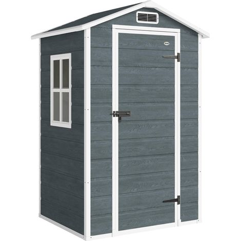 Caseta de almacenamiento exterior con ventana, ventilación y cerradura - Gris