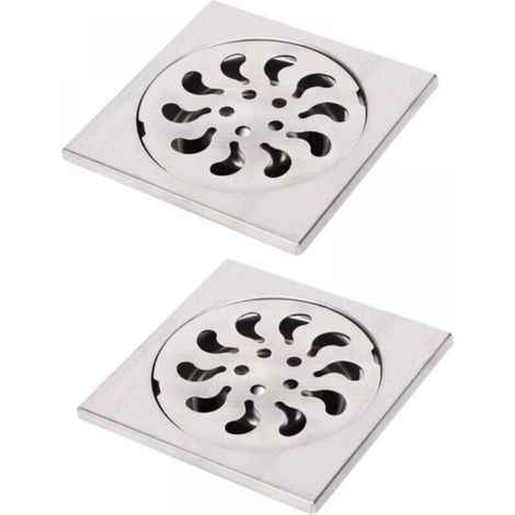 10x10x30mm 2 pezzi Scarico a pavimento in acciaio inox, griglia doccia quadrata, filtro doccia, raccogli capelli per bagno