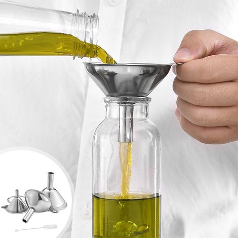 Entonnoir En Acier Inoxydable - 3 Pièces Grand Moyen Petit - Pour Cuisine Remplissage Bouteilles Flacon Épices - 304 Alimentaire - 7 5 X 7 5 X 6 5 Cm - 4 Pièces (1/5)