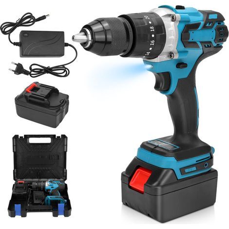 Perceuse Visseuse Sans Fil 21V, Visseuse Devisseuse avec 1 Batteries 2.0Ah, 200Nm Percussion, 2 Vitesses, LED, pour la Bricolage (1/5)