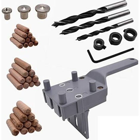41Pcs Gabarit de Percage Tourillon Guide de Perçage Chevilles Bois avec Butée Parallèle Kit de Gabarit de Goujonnage avec Centreur Tourillon 6 mm/8 mm /10mm pour Goujon en Bois à Main (1/5)