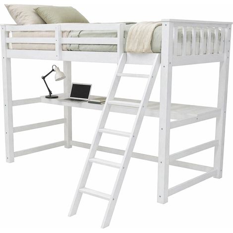 Lit mezzanine avec bureau en bois Sophia Vicawu - Blanc - 90 x 190