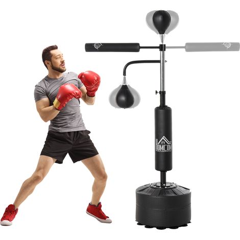 Sac de frappe sur pied 4 en 1 punching ball boxe 360° hauteur réglable 160-230 cm noir